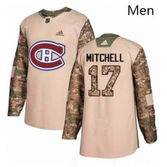 Mens Adidas Montreal Canadiens 17 Torrey Mitchell Authentic Camo Veterans Day Practice NHL Jersey